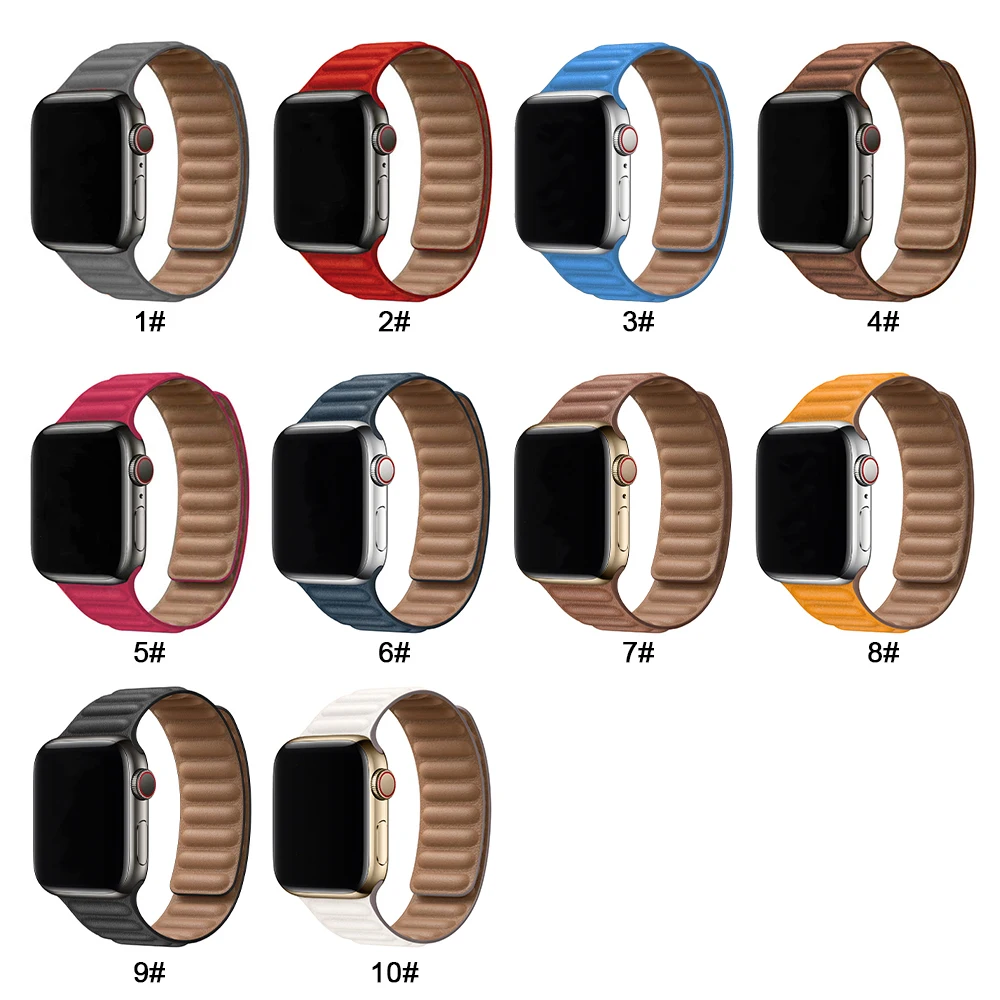 Ремешок кожаный для Apple iWatch 42 мм 44 магнитный соло-браслет оригинальный браслет 7 41