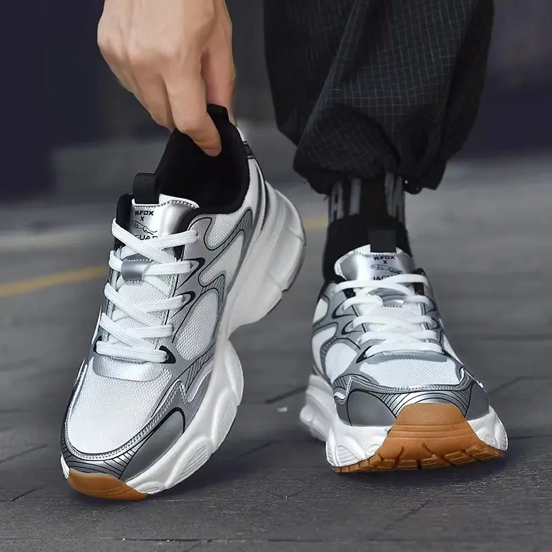 Wholesale OEM ODM Factory Personalized Branding Chunky Thick Sole Black Men Casual Running Shoes Design Custom Logo Men Shoes