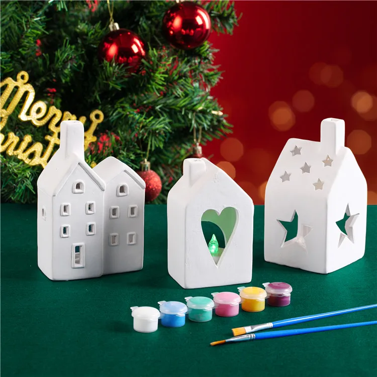 Christmas Decoration Educational Ceramics Painting Set Toy 3D Creativity DIY Handmade Craft Arts Kid Drawing ToysChristmas Decor