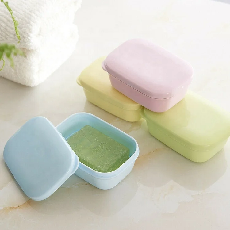 Top Seller 2024 Cheap Fancy Travel Portable Plastic Soap Dish With Container Drain Layer & Box Lid for Soap Case Holder