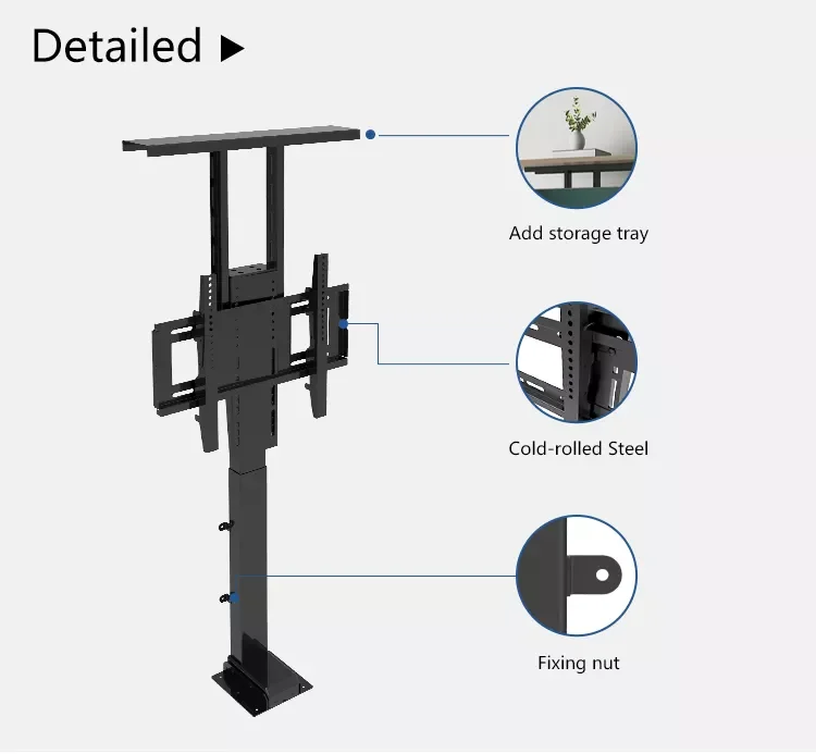 Motorized Hidden TV Bracket Cabinet Lift Electrically Height Adjustable TV Mount for Installation 32-70 Inch with Remote Control