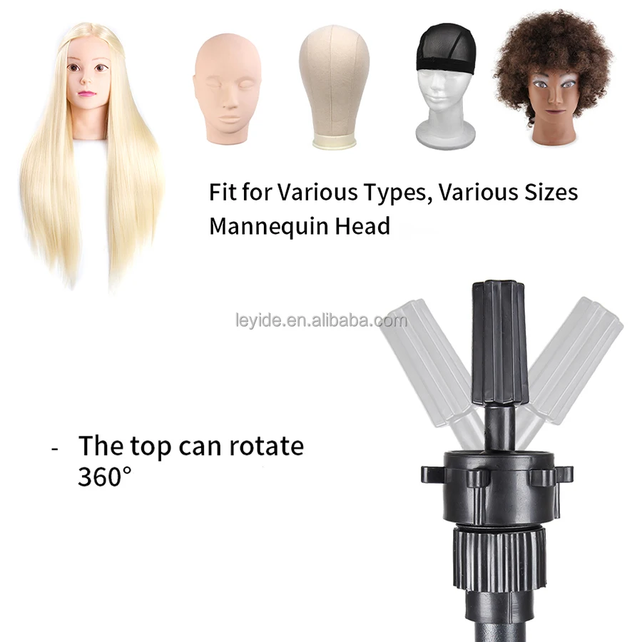 Durable Mini Wig Stand Tripod Adjustable Height Canvas Mannequin Training Head Stand Holder Table Tripod for Wigs Making Display