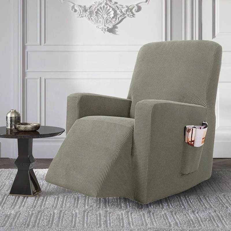 New Hot Sale Stretch Small Check Jacquard Non-slip recliner chair cover Sofa Cover with Pocket