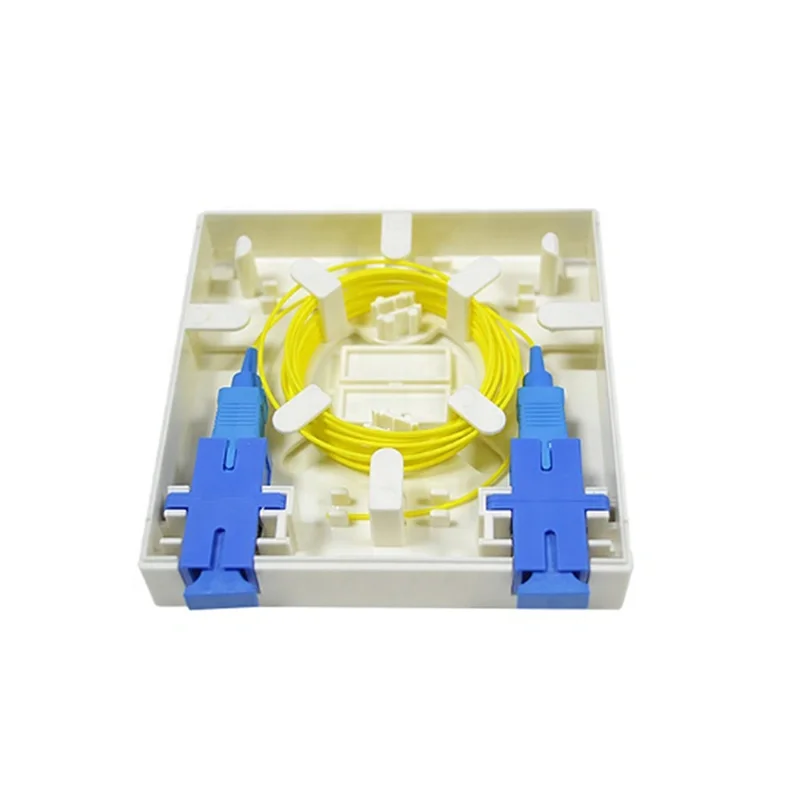 FTTH Mini Fiber Optic Fiber Terminal Box SC UPC APC LC 86 Type Faceplate Indoor Wall Mount 2FO Fiber Distribution Box 1m Pigtail