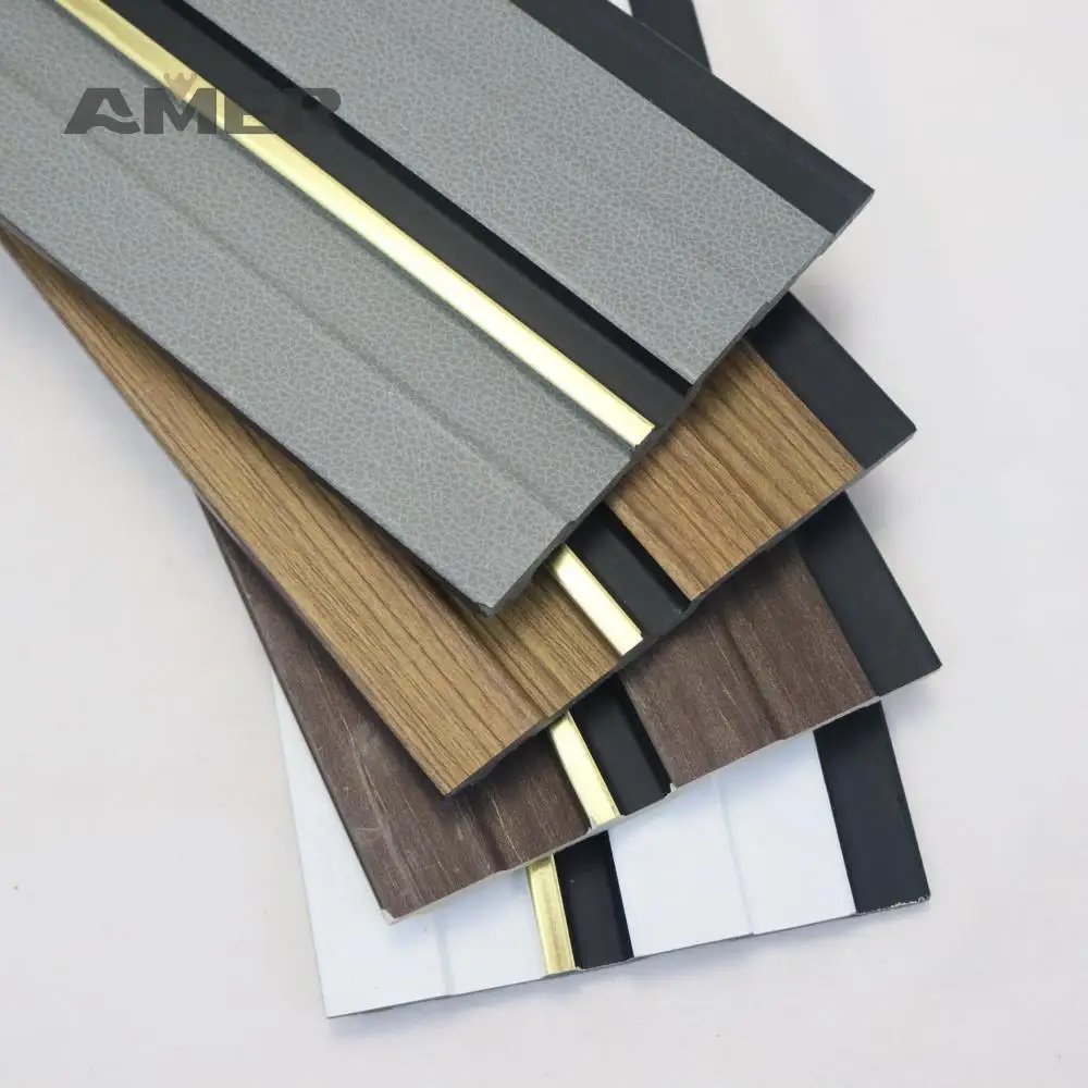 Amer Factory Whole Sale Price Ps Fluted Sound Proof Acoustic Exterior Marble PU Stone WPC PVC Wall Interior Boards Panels Sheets