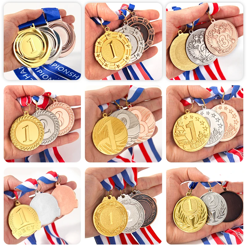 Gold Silver Brass Sport Soccer Medals And Trophies 2024 Graduation Medal Custom 3d Medal