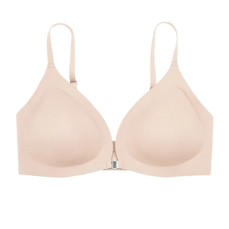 Front Buckle Wirefree Padded White Ladies High Quality Ice Silk Bra For Women