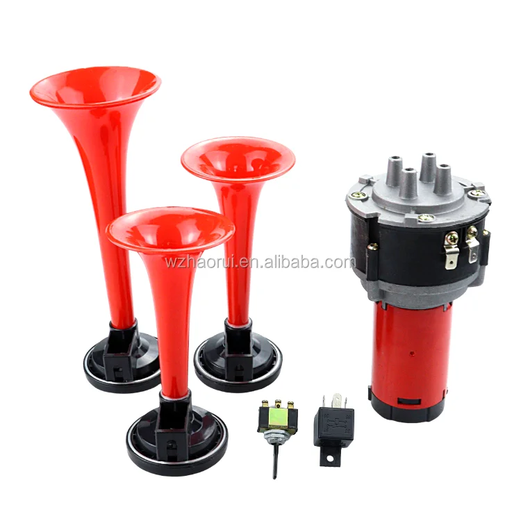 3 pipe air horn Trumpet Electronic Red Air Horn Compose Car Truck Boat motorcycle horn 12V HT-203