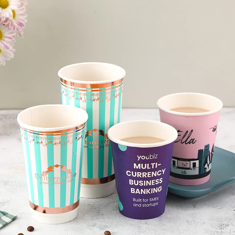 4/6/8oz disposable paper cups hot/cold drink or coffee single/ripple/double wall paper cups