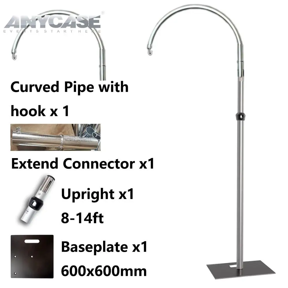 Chandeliers Hannger Silver Aluminum Tall Pipe and Drape Chandeliers Arch Curved Backdrop Upright Pipe Stand Kit or Event