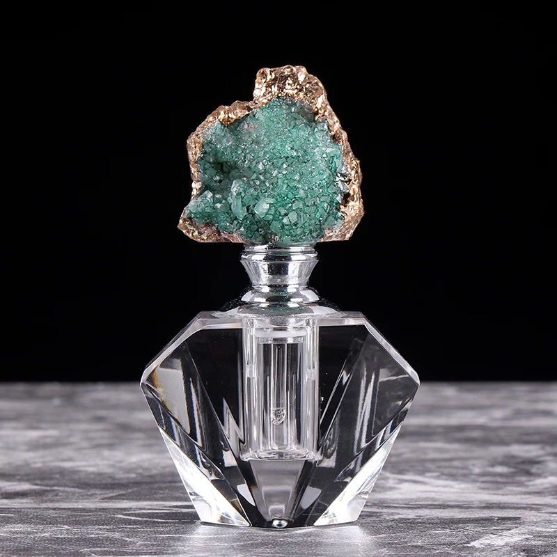 Luxury Wedding Anniversary Gift Natural Agate Stone Rose Quartz Amethyst Empty Crystal Perfume Oil Bottle