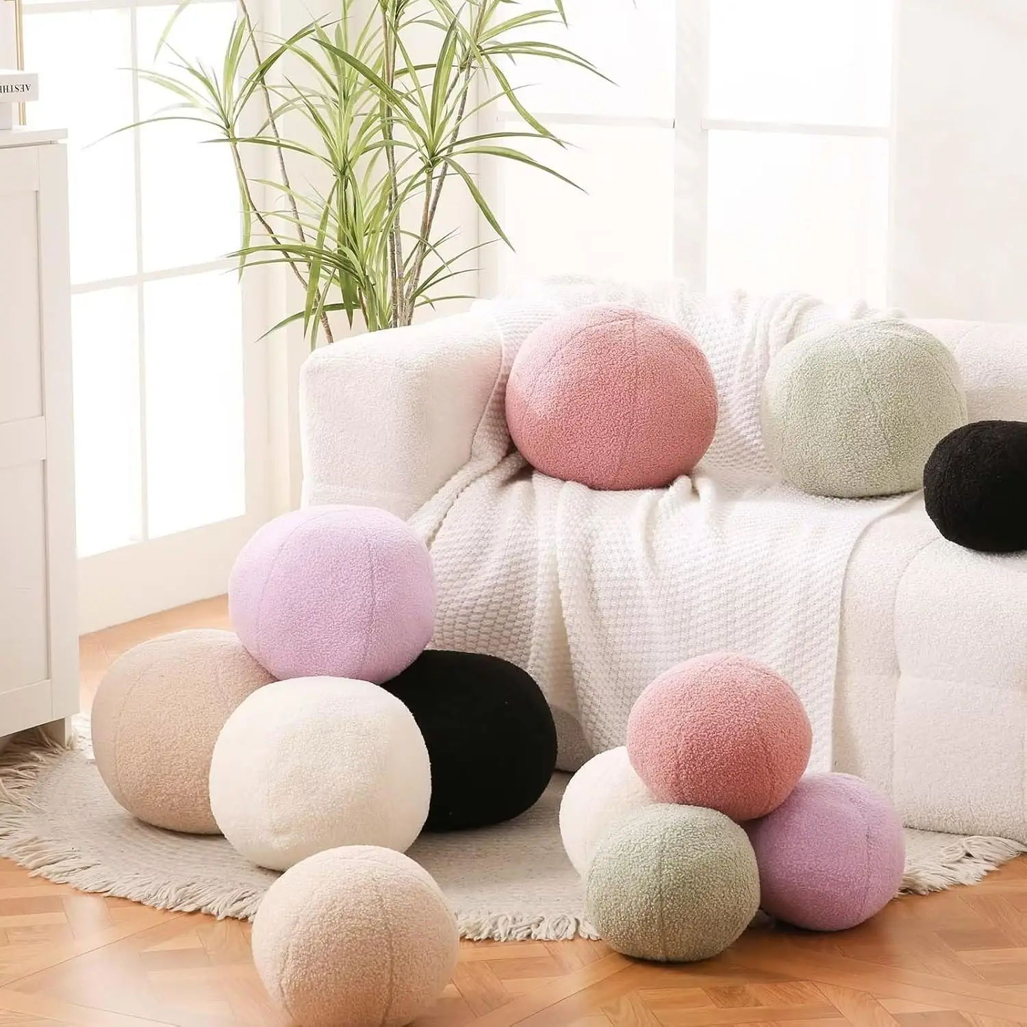 Round Throw Pillow Plush Ball Pillows Cushions Cover Manufacturer Cushion For Chair Seat Pillow