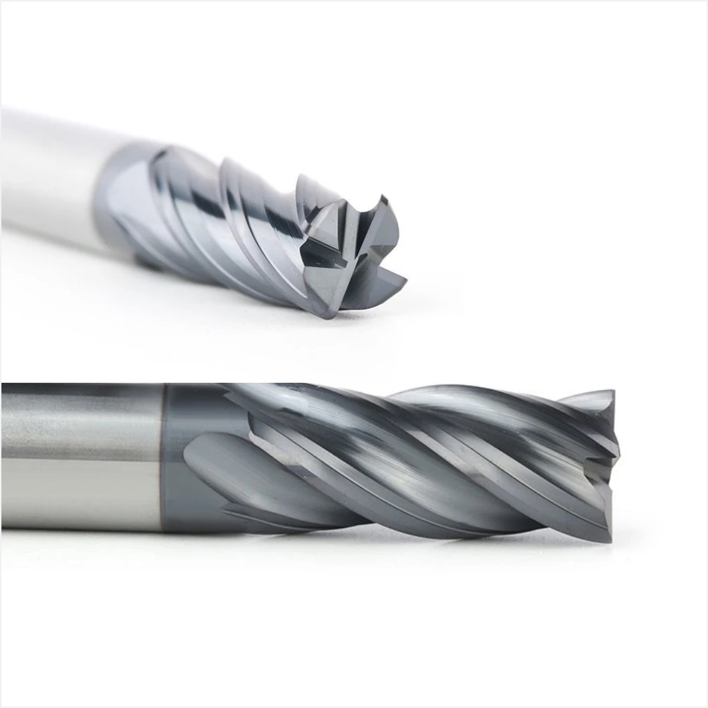 OEM high temperature hrc55 long reach 4f square end mill long service life AlTiN/TiAlN coating cnc tools carbide milling cutter