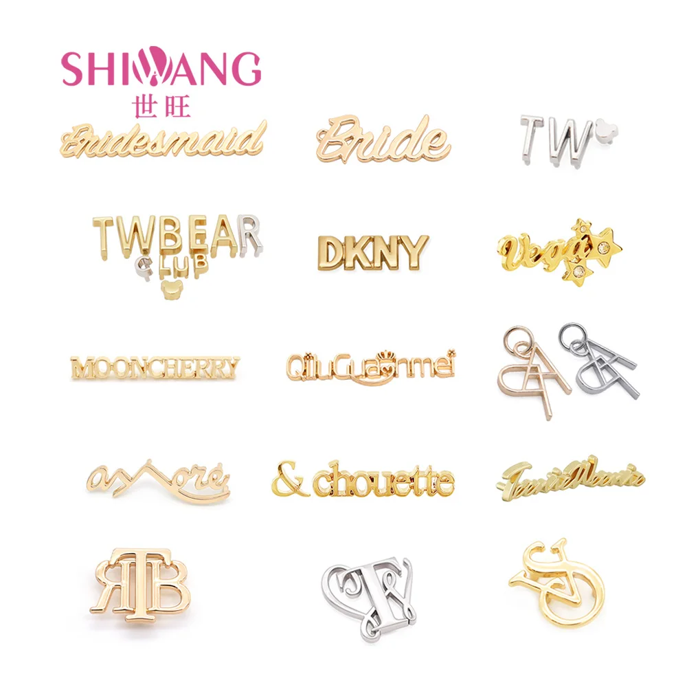Handbag Hardware Accessories Factory Custom Logometal Clothing Label Brand Name Tag Metal Letter Plate for Bag