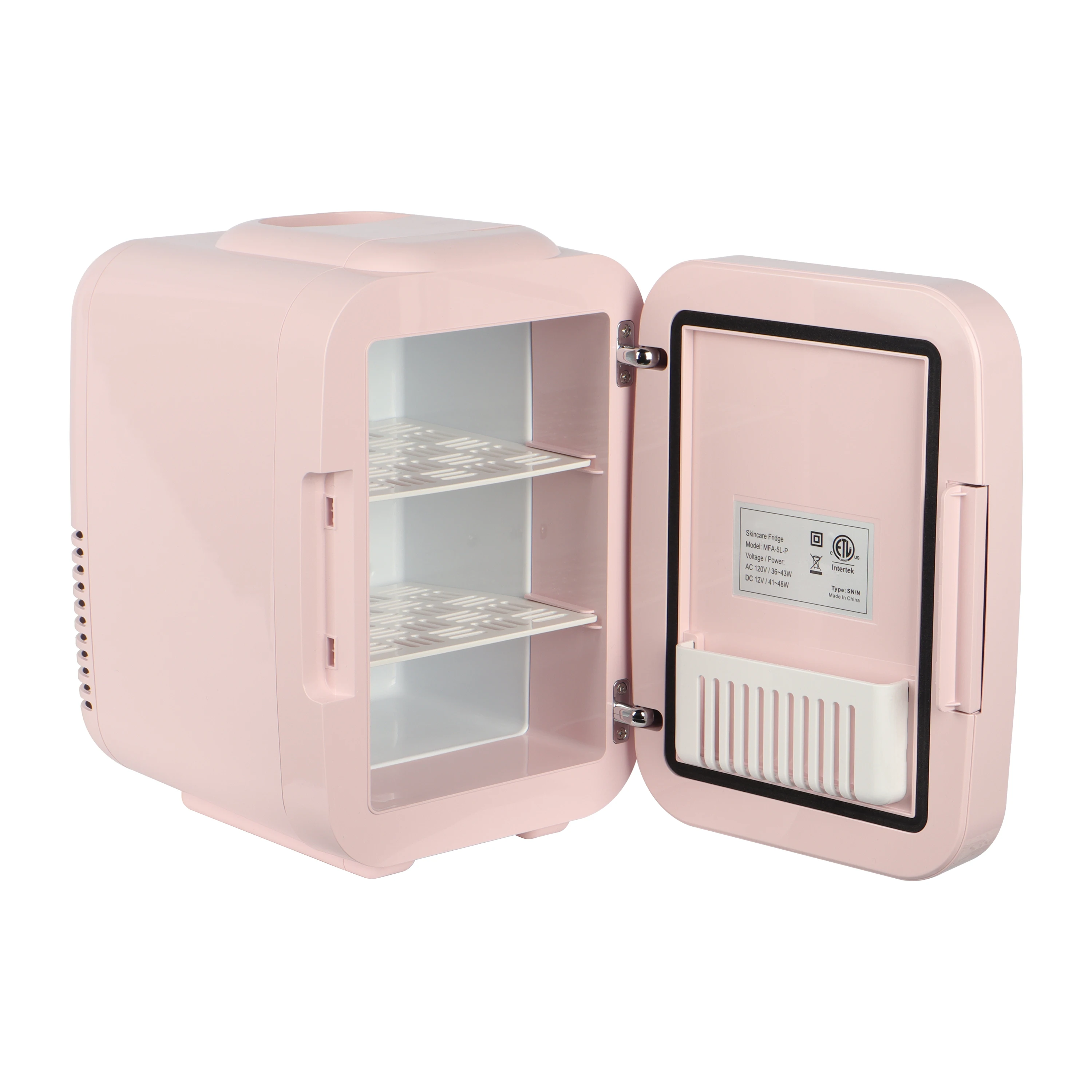 4L Small Mini Fridge 12V low noise fridge with mirror glass door LED light cold and warm for home use