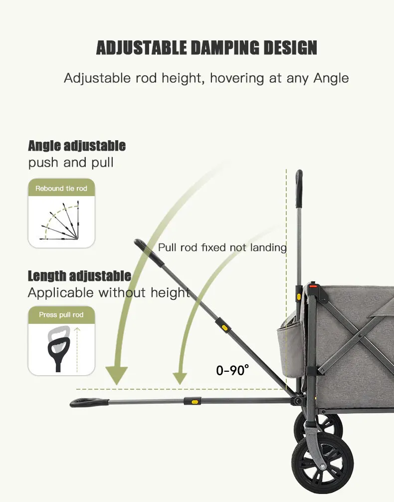 Hot selling oversized folding stroller Heavy duty Complete Terrain wheels Utility ATV stroller with side bag and awning