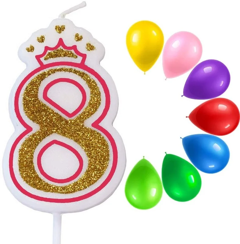 Happy Birthday Candles Cake Candles, Glitter 3 Birthday Candle, Number 3 Candle for Birthday Cake