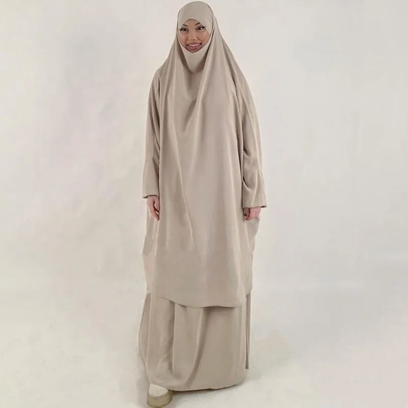 Jilbab для женщин комплект из 2 предметов мусульманская молитвенная одежда абайя длинное хиджаб-платье хиджаб Рамадан