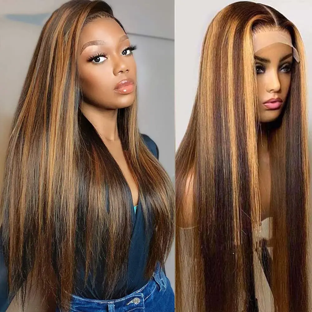 Wholesale Brazilian Virgin Remy Human Hair 13X4&6 Lace Front Highlight Wigs HD Transparent Human Hair Wigs For Black Women