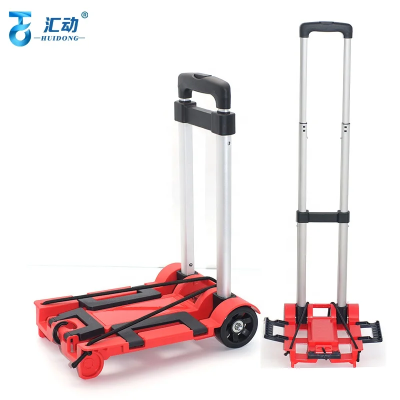 4 wheel School essential folding trolley flat plastic student luggage  trolley carts & folding aluminium alloy luggage trolleys