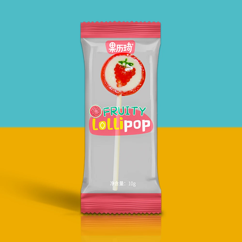 HACCP Certified Experienced Factory 10g Mix Fruit Juice Flavored Handmade Hard Sweet Candy Lollipop