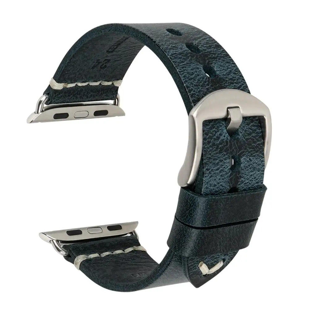  Ремешок кожаный для Apple Watch 44 мм 42 40 38 совместимый с iWatch Series 6 5 4 3 2 1
