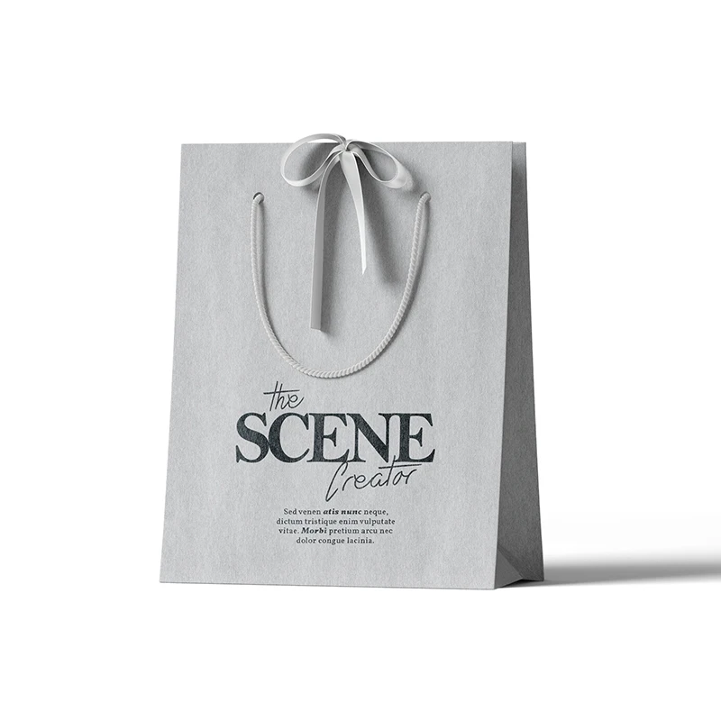 Custom print gold logo brand laminated luxury gray art Paper clothes Packaging Gift Shopping Bag