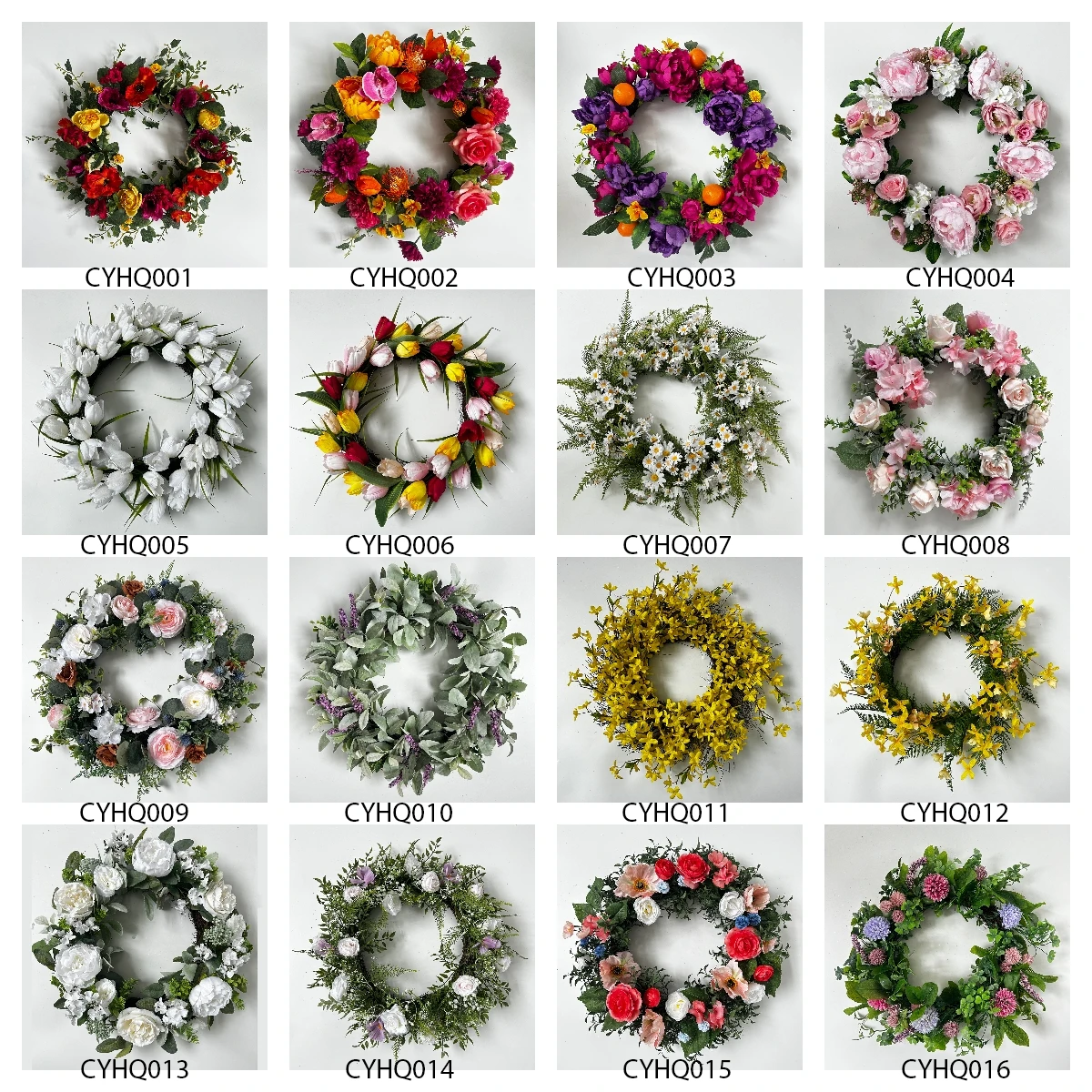 22 INCH Artificial eucalyptus white peony wreaths spring wholesale  sales plastic leaves wreath