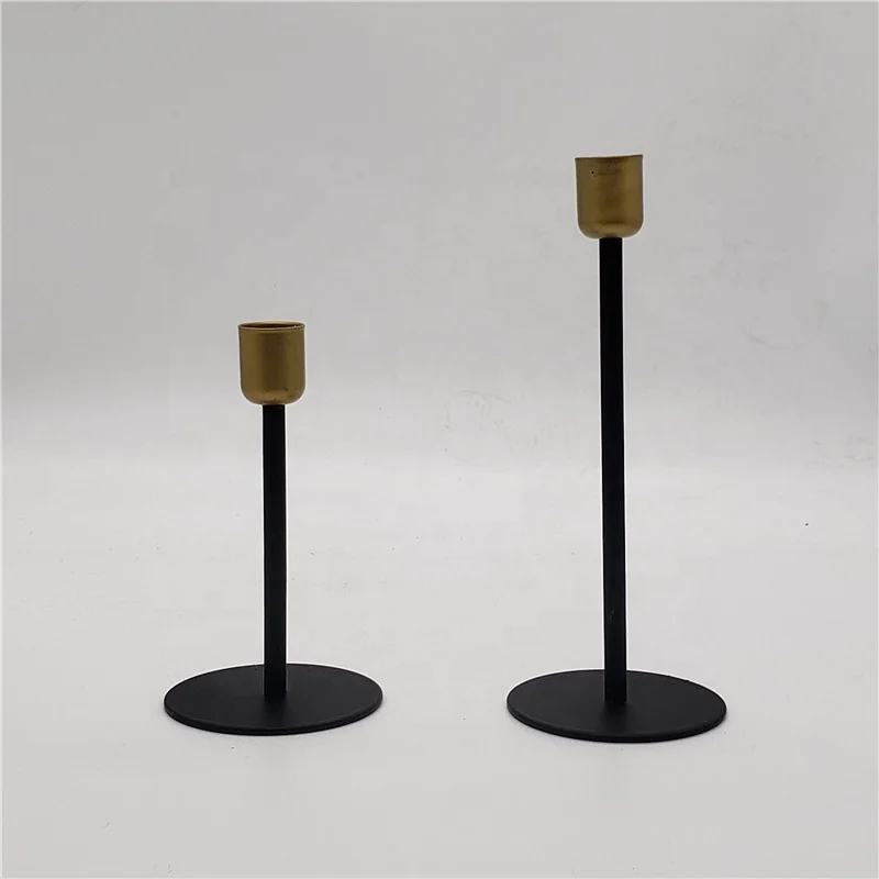 2021 Wholesale Customizable Gold&Black Metal Taper Decorative Lantern Candle Holder For Home Decor