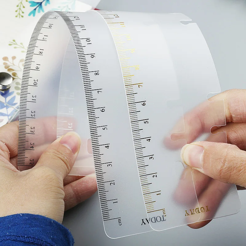 Custom Logo 30cm Plastic Planner Ruler Pagefinder Drawing Tool Scribing Scale A5A6A7B5A4 Loose Leaf Book Ruler Measuring Tool