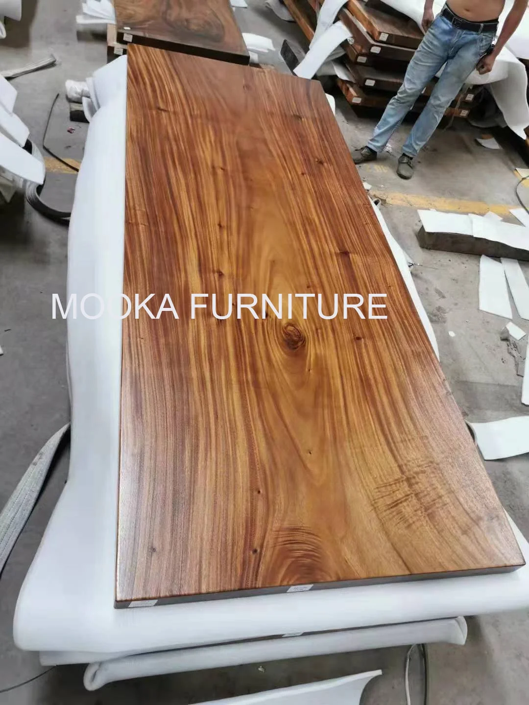 Office furniture whole piece solid Walnut Parota wood meeting room table live edge slab conference table