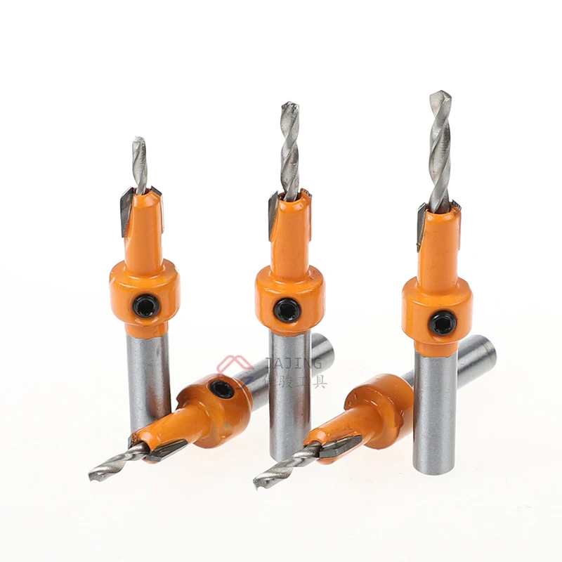 Набор сверл для зенковки по дереву, наконечники из карбида вольфрама 2,8 мм, 3 мм, 3,2 мм, 3,5 мм, 4 мм, конические сверла, 5 шт.