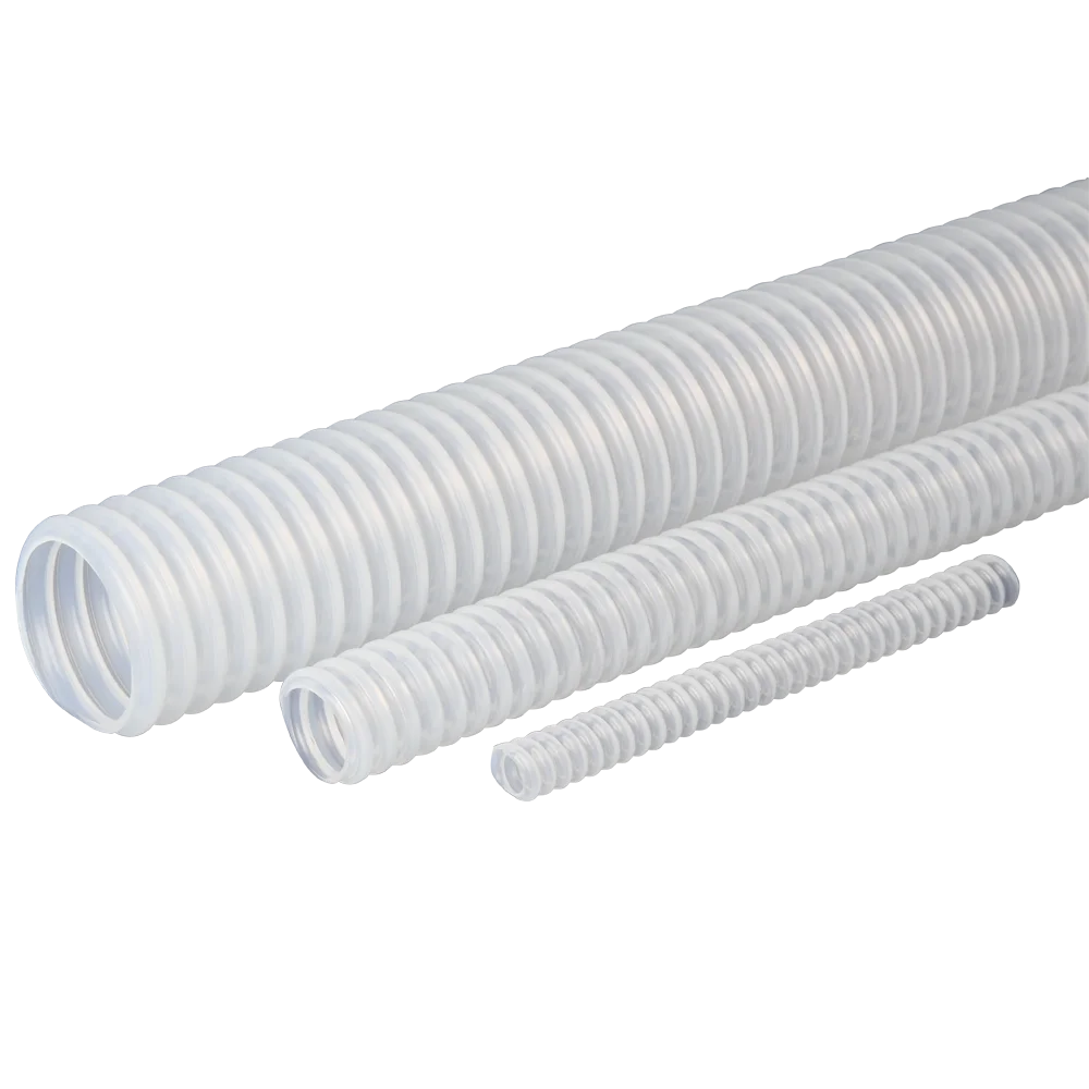 China ptfe corrugated tube od 14 mm id 12mm surface convoluted white ptfe tube