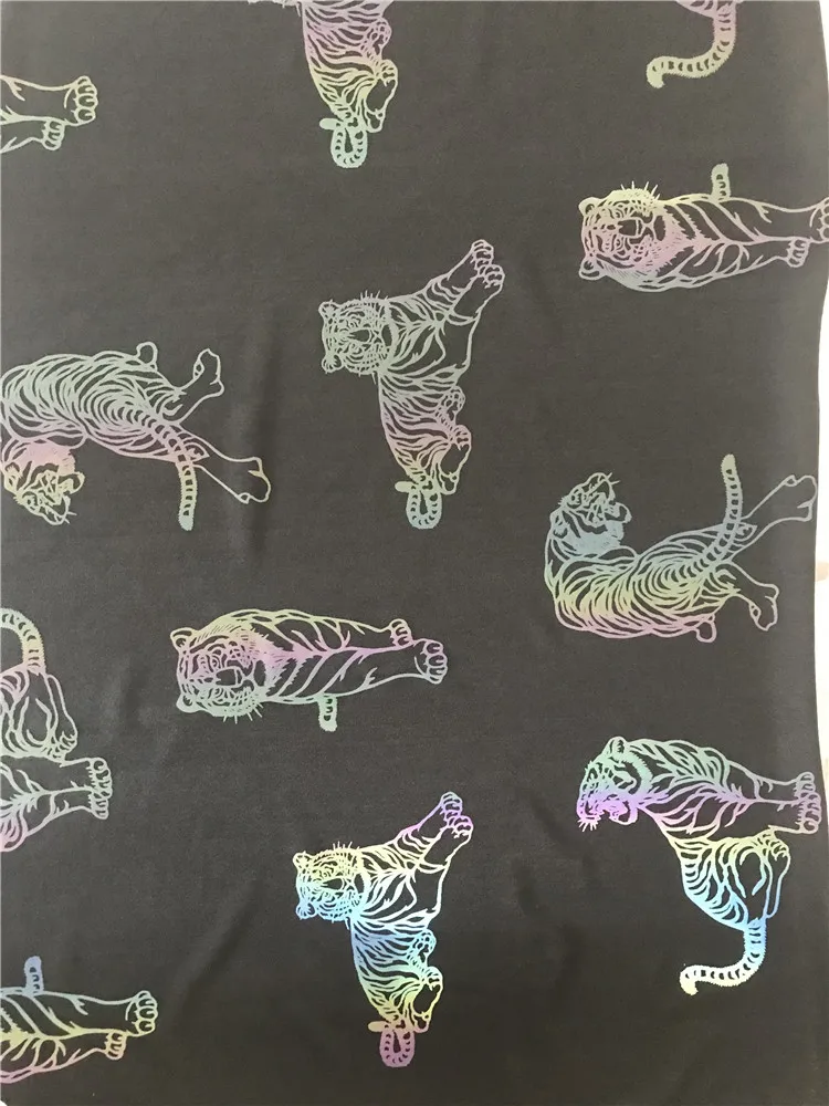 Fashion tiger pattern anti-static flexible reflective polyester material