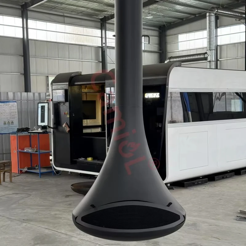 Custom Indoor Wood Stove Decorative Wall Mounted Wood Burning Hanging Suspended Fireplace