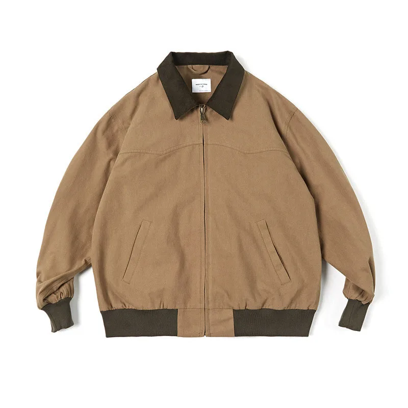 Wholesale men work jacket with corduroy collar cotton canvas jacket wholesale chore work jacket zip up