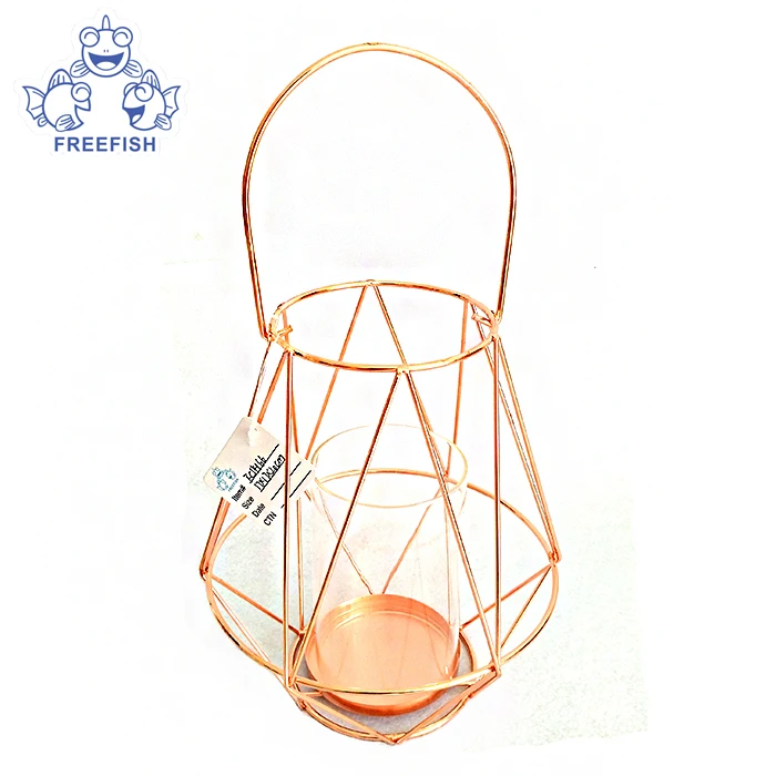 Home decoration gold metal iron candle stand tea light candle holder, wire geometric votive holder