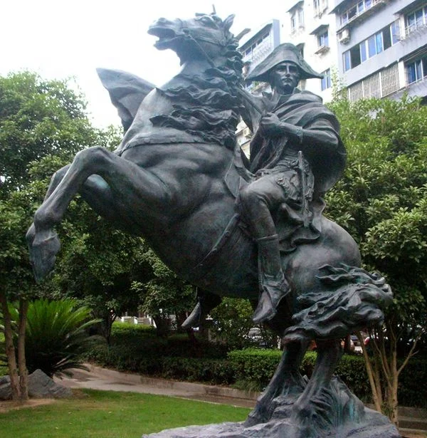 Shengye outdoor garden decorative stone carving famous hand-carved sunset red marble Napoleon riding sculpture park ornaments