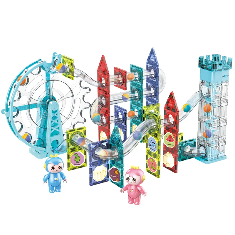 Hot Selling Light Electric Magnetic Marble Run Building Blocks 109 PCS for Kids