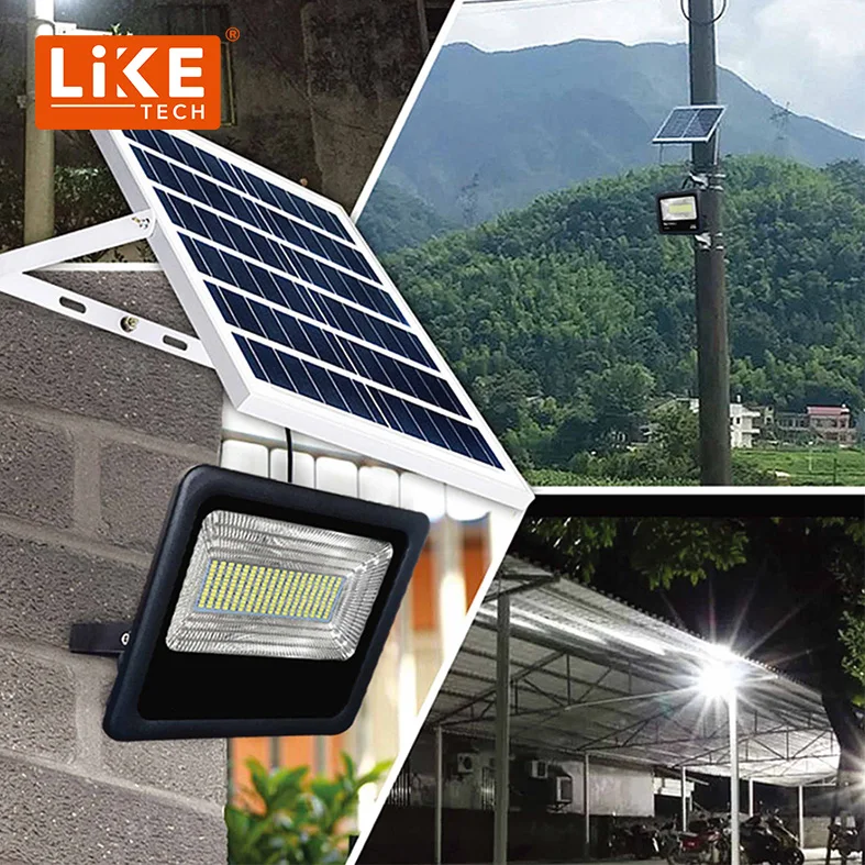 Liketech 30w 60w 90w 100w 200w 300w 400w 500w 2000w IP67 waterproof street garden solar flood light 1000w outdoor