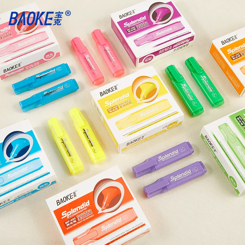 High Quality Pvc Mini Highlighters Gel Solid Highlighter Marker Painting Underlining Writing Bright Color Highlighter Pens
