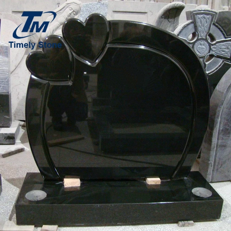 
High Quality Double Angel Double Heart Headstone Monuments With Rose Carving 