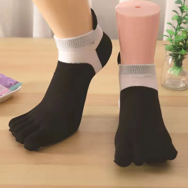 Custom logo ankle colorful cotton socks men 5 finger toe men socks