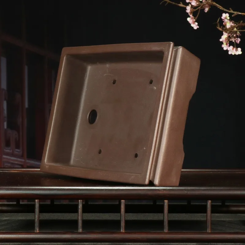 Vintage design ceramic pot rectangle bonsai planter purple sand pot