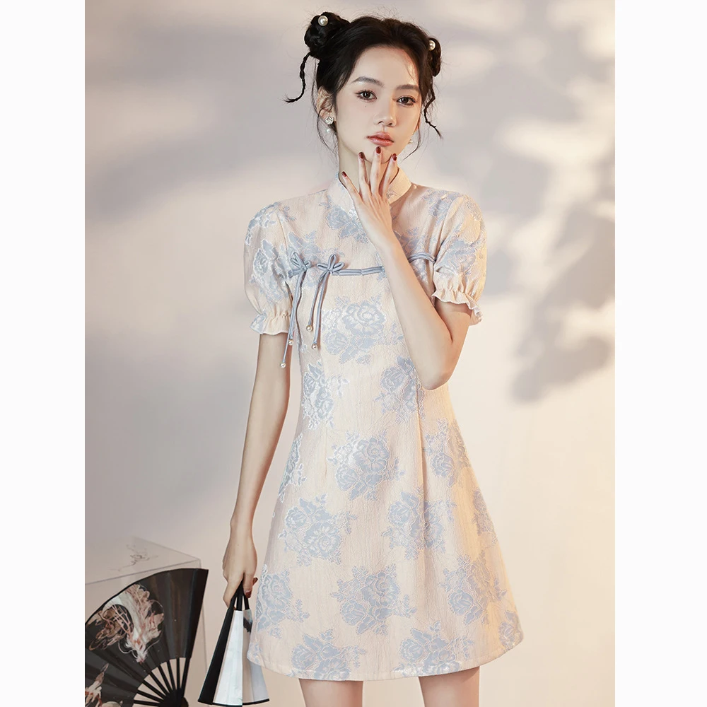 Традиционная Китайская одежда Cheongsam классическая женская Qipao с коротким рукавом сексуальная Свадебная вечеринка