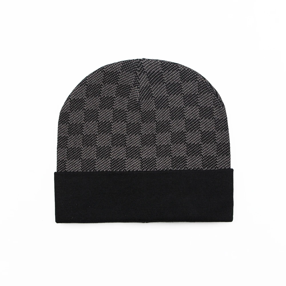 Beanie Hat Manufacturer High Quality Winter Hats Custom Logo Plain Plaid Pattern Knitted Hat For Outdoor