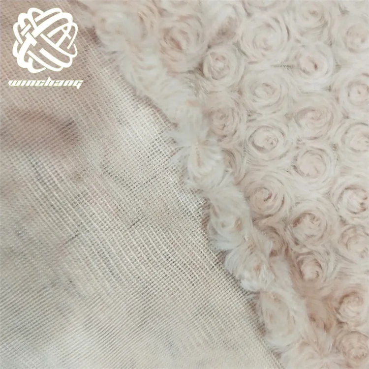 Keqiao Factory Lowest Wholesale Price Rose Wreath Style Pattern Short Fur Faux Rabbit Fur Plush Fabric For Garment Toy Bag