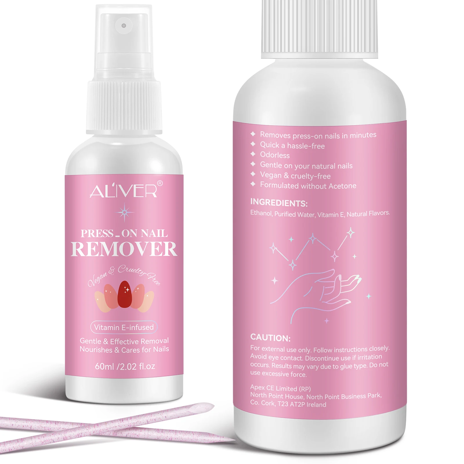 ALIVER Private Label Nourishes Care Vitamin E 60ml Gel Nail Polish Remover Liquid,nail Glue Polish Remover,press on Nail Remover