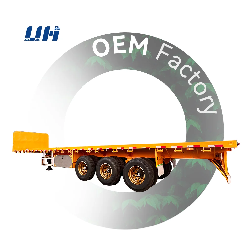 3-Axle Flat Deck Cargo Trailer for Semi-Trucks Steel 2-Axle Farm Semi Truck Trailer