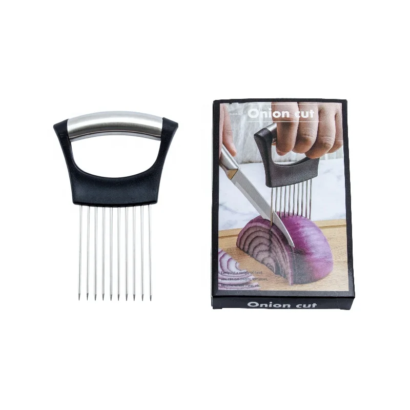 Kitchen Gadgets 304 Stainless Steel Onion Holder Slicer Tomato Cutter Onion Needle